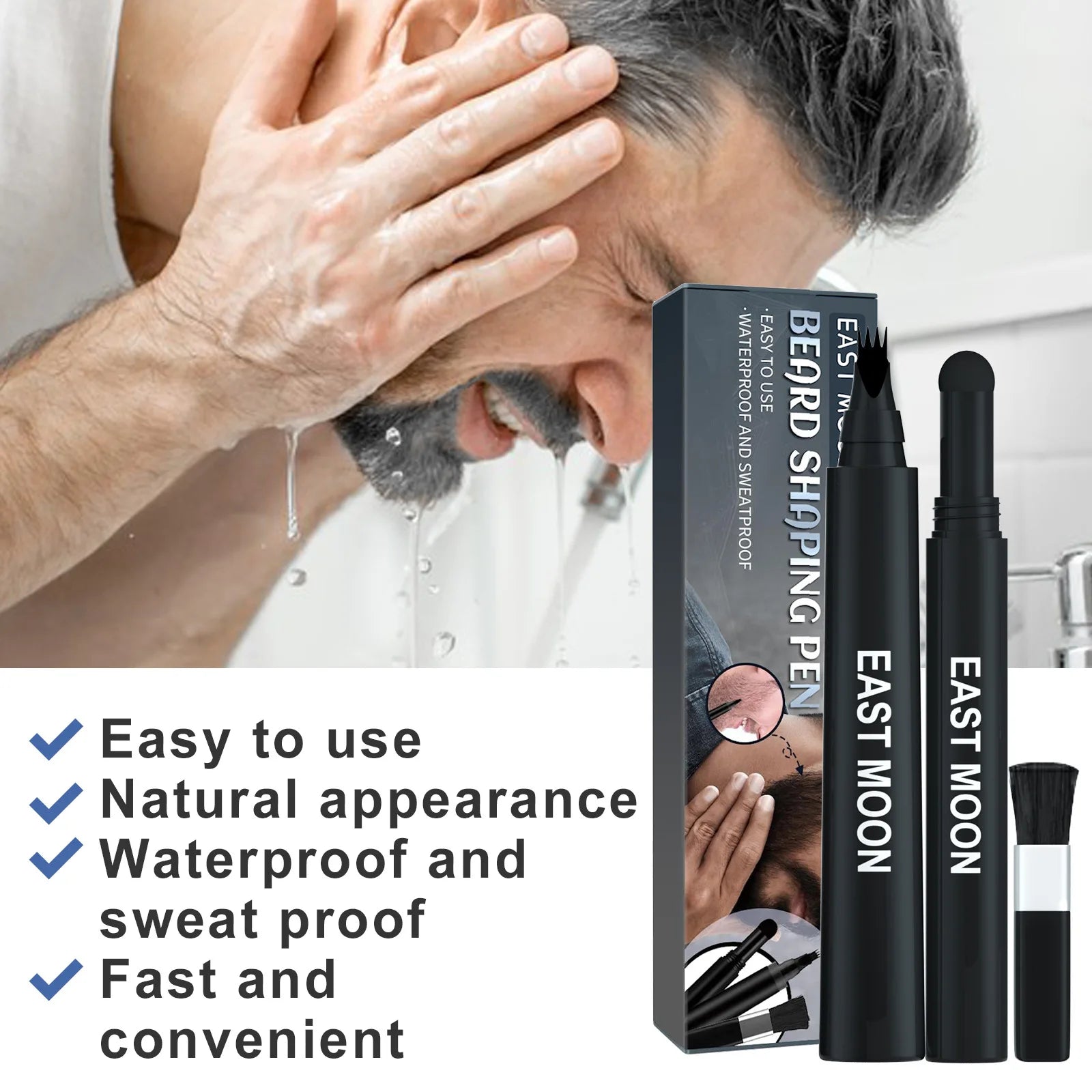 Waterproof Beard Pen Brush Beard Enhancer Lasting Hair Line Cover Repair Moustache Coloring Shaping Tools Beard Filler Pencil - ShoreCo.Shop