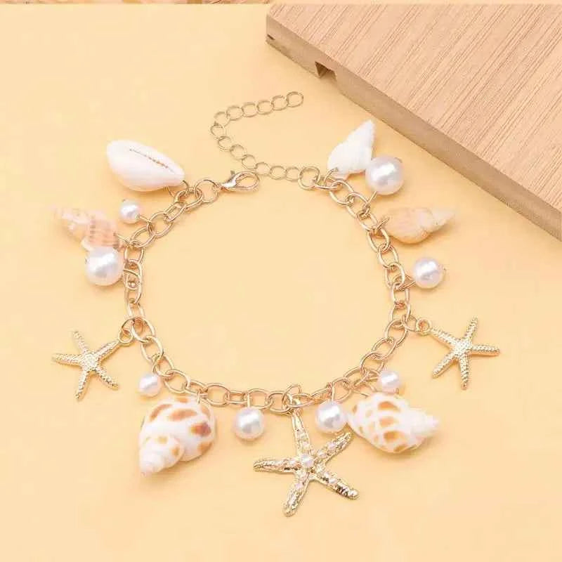1Pc Boho Beach Shells Waist Chain Women's Starfish Pearl Tassel Pendant Belt Vacation Style Versatile Match Gift Accessories