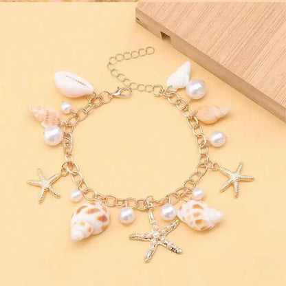 1Pc Boho Beach Shells Waist Chain Women's Starfish Pearl Tassel Pendant Belt Vacation Style Versatile Match Gift Accessories