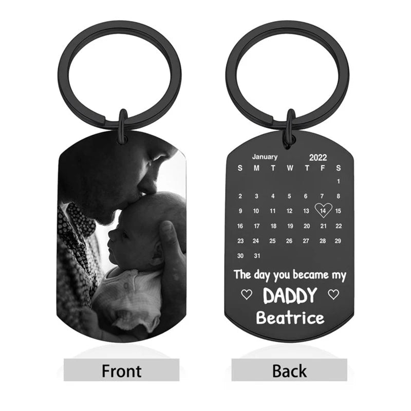 Father's Day Custom Photo Keychain Commemorative The Day You Became My Daddy Stainless Steel Keyring Personalized Gift For Daddy    Your Coastal Marketplace | Shoreshopper.com