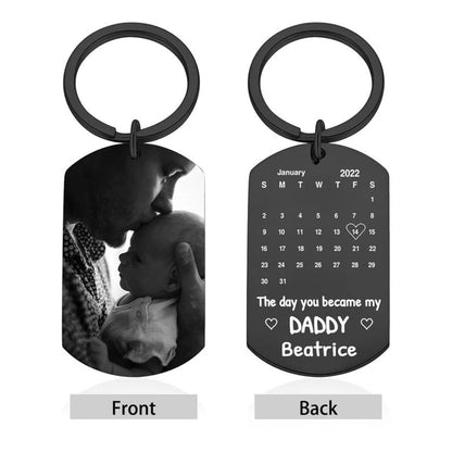Father's Day Custom Photo Keychain Commemorative The Day You Became My Daddy Stainless Steel Keyring Personalized Gift For Daddy    Your Coastal Marketplace | Shoreshopper.com