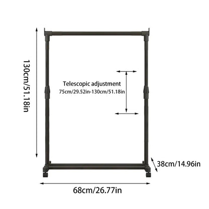 Clothes Rack With Wheels Metal Telescopic Adjustable Laundry Shop Living Room Bedroom Garment Rack Heavy-duty Standing Hanger    Home Decor Supply | Online Retail | ShoreShopper.com