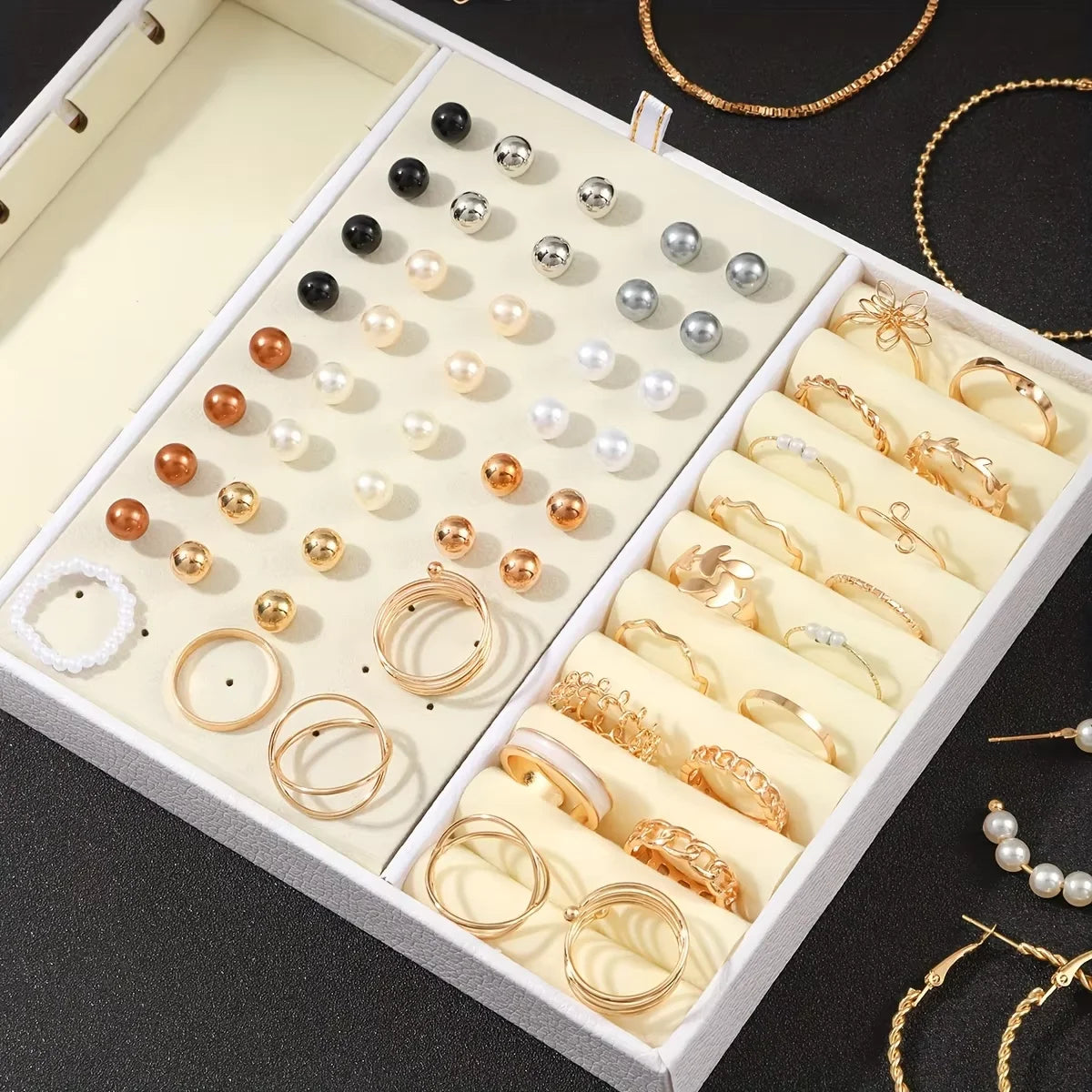 92Pcs Women's Fashion Jewelry Set Contain Hoop Earrings、Stud Earrings、Bracelet、Necklace and Ring，Versatile Daily Jewelry    Home Decor Supply | Online Retail | ShoreShopper.com