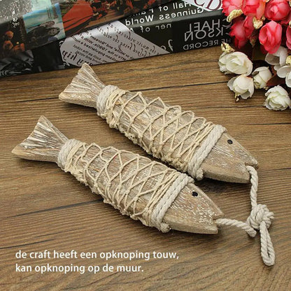 1 Pair Hand Carved Wooden Fish Hanging Marine Coastal Wall Sculptures Wooden Carved Fish Wall Decor Home Room Nautical Decor    Your Coastal Marketplace | Shoreshopper.com
