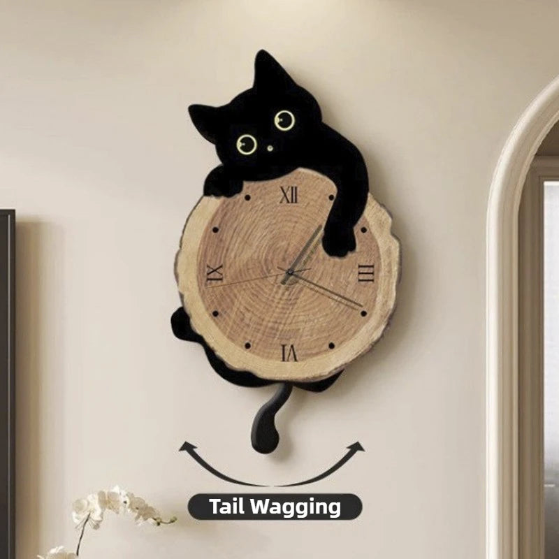 Cartoon Cat Wall Clock Creative Cat Tail Swing Wall Clock Quartz Mute Wall Clock Home Decoration Living Room Bedroom Decoration    Home Decor Supply | Online Retail | ShoreShopper.com