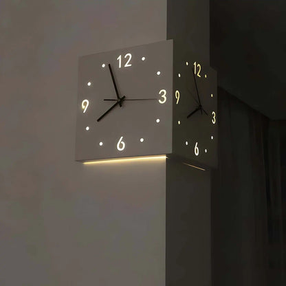 Ivory Corner Wrapping Double Sided Luminous w/ Light Sensor 16" Modern Wall Clock    Home Decor Supply | Online Retail | ShoreShopper.com
