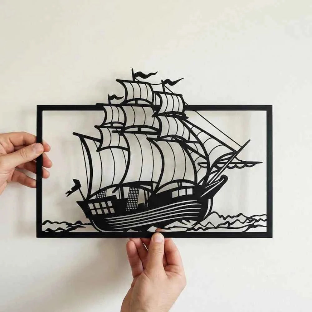 Metal Sailboat Wall Art, Coastal Nautical Home Decor for Marine Entry Sign