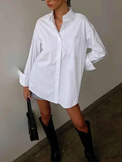 Women's Shirt Beautiful Cotton Oversized Candy Colors Shirts & Blouses Long SleevesSolid Green Blouses for Women Fashion 2025