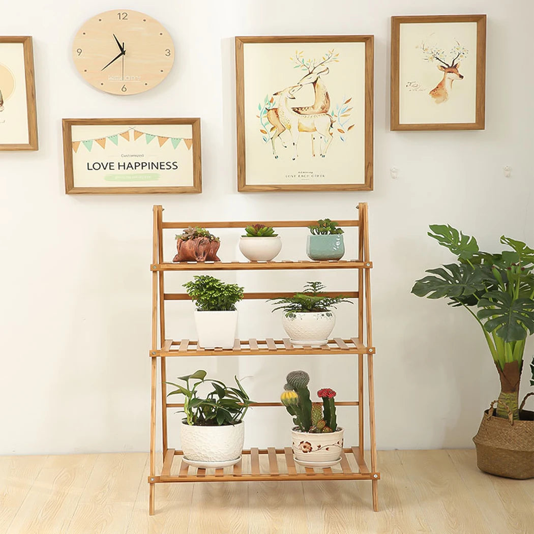 Bamboo Ladder Plant Stand Foldable Flower Pot Display Stand    Home Decor Supply | Online Retail | ShoreShopper.com