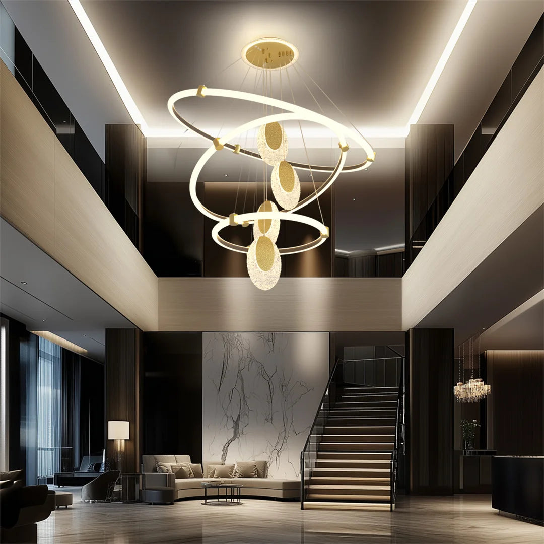 LUVODI 3-Layers LED Ceiling Lighting Fixture Art Decor Acrylic Water-drop Chandelier Pendant Lamp with 3 Color Lights    Home Decor Supply | Online Retail | ShoreShopper.com