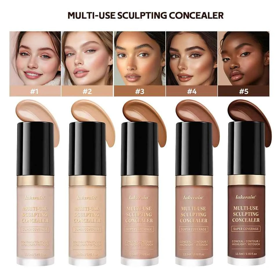 Lakerain Multi-purpose Concealer For Face Covers Freckles Even Skin Tone Moisturizing Long-lasting Sculpting Liquid Concealer