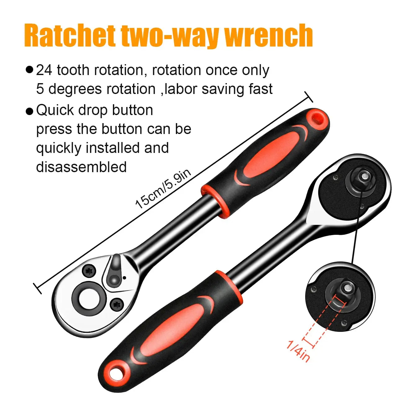 46pcs/set Drive Socket Set Ratchet Wrench Set Car Tool Kit, Bit Socket Wrench Set Metric Mechanic Tool Set Car accessories - ShoreCo.Shop