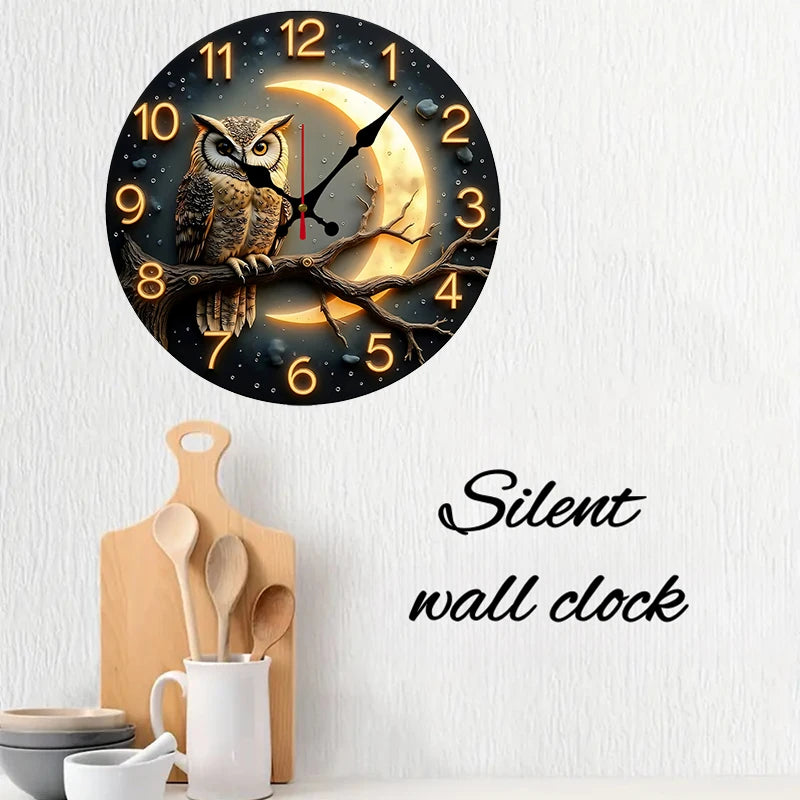 Moonlight Night Wooden Round Silent Hanging Wall Clock, Suitable For Living Room, Office, Study Room, Bedroom, Home Decoration    Home Decor Supply | Online Retail | ShoreShopper.com