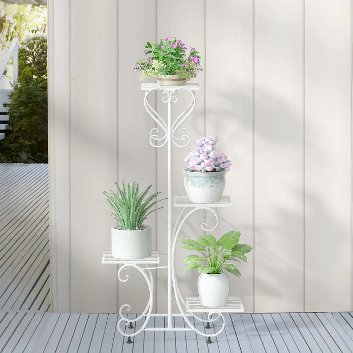 Metal Plant Shelf Flower Display Stand Garden Planter Holder with 4 Tier Shelves Indoor (Black)    Home Decor Supply | Online Retail | ShoreShopper.com