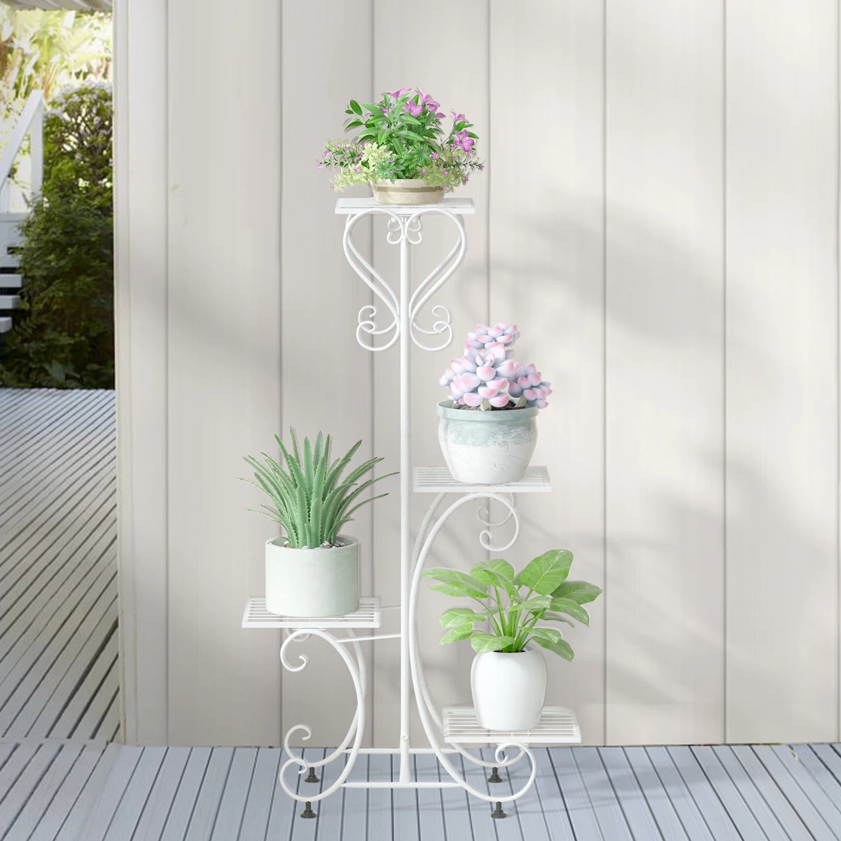 Metal Plant Shelf Flower Display Stand Garden Planter Holder with 4 Tier Shelves Indoor (Black)    Home Decor Supply | Online Retail | ShoreShopper.com