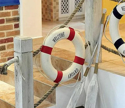 Nautical Style Welcome Decorative Red Blue Life Buoy Home Marine Beach Wall Decoration Crafts Living Room    Your Coastal Marketplace | Shoreshopper.com
