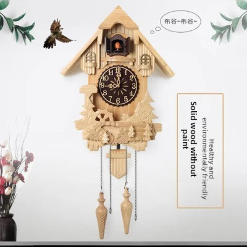 Wooden Handcrafted Cuckoo Clock for Wall with Cuccu Chimes and Swing Pendulum for Home Nordic  Decor Solid Wood Cuccu Watch    Home Decor Supply | Online Retail | ShoreShopper.com