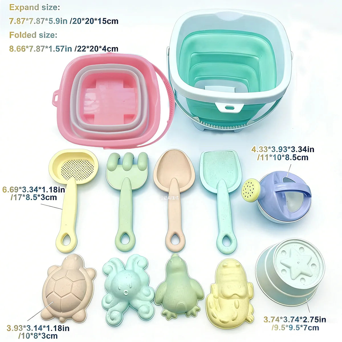 Beach Toy Set for Kids, Collapsible Silicone Bucket and Shovels Set with Sand Molds, Beach Essentials for Outdoor Play Summer    Your Coastal Marketplace | Shoreshopper.com