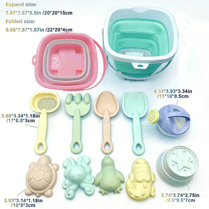 Beach Toy Set for Kids, Collapsible Silicone Bucket and Shovels Set with Sand Molds, Beach Essentials for Outdoor Play Summer    Your Coastal Marketplace | Shoreshopper.com