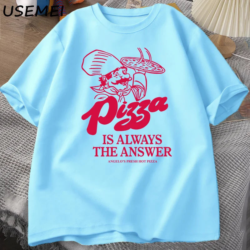Pizza Is Always The Answer Food Printing T Shirts for Women Men Funny Graphic T Shirt Cotton Short Sleeve Summer Tee Shirt Tops    Home Decor Supply | Online Retail | ShoreShopper.com