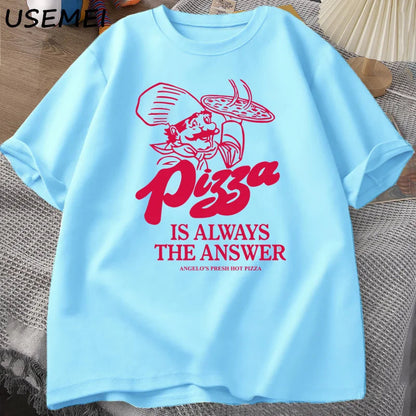 Pizza Is Always The Answer Food Printing T Shirts for Women Men Funny Graphic T Shirt Cotton Short Sleeve Summer Tee Shirt Tops    Home Decor Supply | Online Retail | ShoreShopper.com
