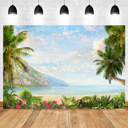 Summer Seaside Beach Photography Backdrop Natural Scenery Castle Tropical Sunshine Palms Leaves Photo Background Studio Props    Your Coastal Marketplace | Shoreshopper.com