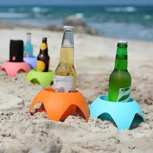 Beach Cup Holder Tray for Beach Drink Holders Portable Beer Stand Accessories for Beach Parties and Cam Anti Spilled Drinks Sand