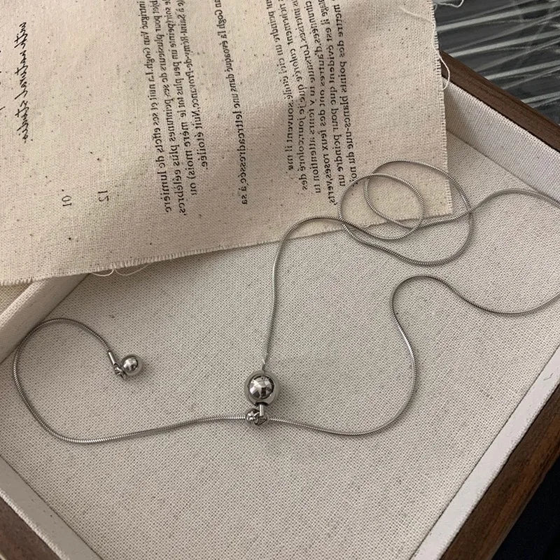 Personality Design Silver Color Stainless Steel Beaded Ball Pendant Necklace for Women Double Layer Hip Hop Rock Chokers Jewelry    Home Decor Supply | Online Retail | ShoreShopper.com