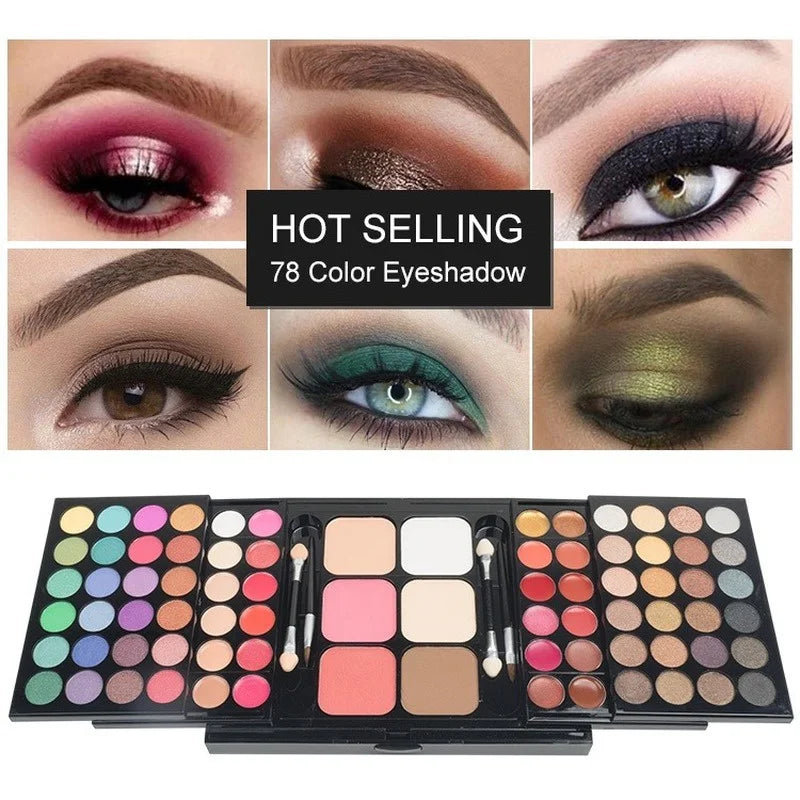 40/74/78 Colors Glitter Eyeshadow Palette Matte Waterproof Long Lasting Pressed Powder Cosmetics Kit  Fashion Women MakeUp Tools - ShoreCo.Shop