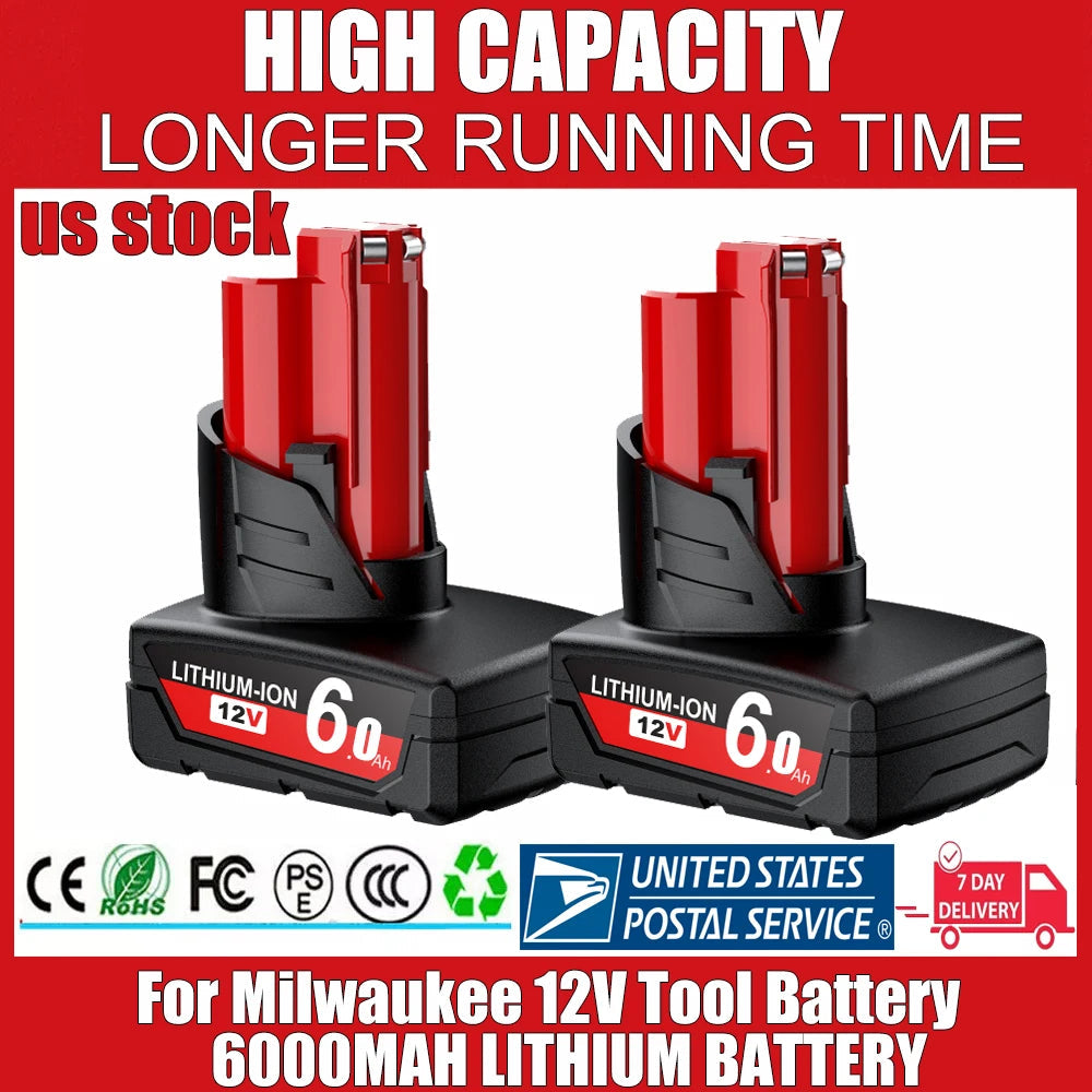 For Milwaukee 12V Tool Battery For Milwaukee M12 6000mAh Lithium Battery Impact Wrench Drill Power Tools Battery    Home Decor Supply | Online Retail | ShoreShopper.com