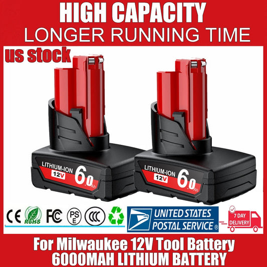 For Milwaukee 12V Tool Battery For Milwaukee M12 6000mAh Lithium Battery Impact Wrench Drill Power Tools Battery    Home Decor Supply | Online Retail | ShoreShopper.com