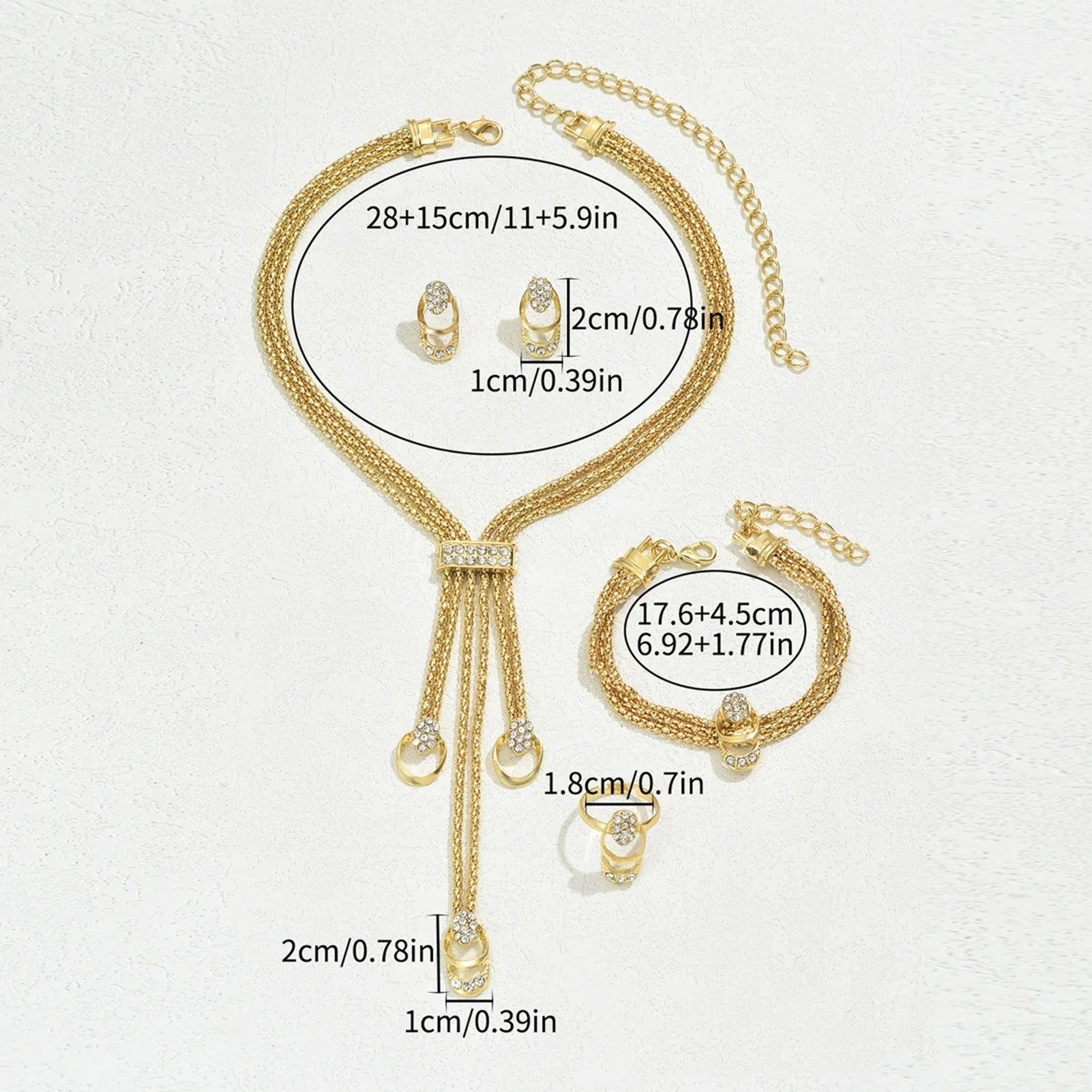 2025 Fashion Jewelry Set Luxury Alloy Long Tassel Necklace Bracelet Earrings Rings Elegant Women Banquet Wedding Accessories    Home Decor Supply | Online Retail | ShoreShopper.com