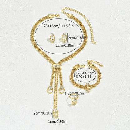 2025 Fashion Jewelry Set Luxury Alloy Long Tassel Necklace Bracelet Earrings Rings Elegant Women Banquet Wedding Accessories    Home Decor Supply | Online Retail | ShoreShopper.com