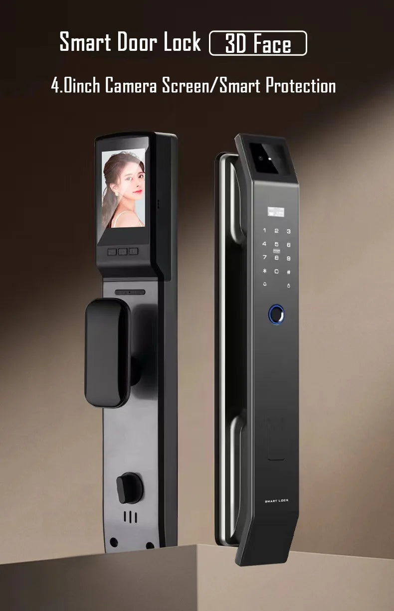 3D Face Recognition Unlock Digital Door Lock With Camera FIngerprint Password Unlock Keyless Electronic Door Lock - ShoreCo.Shop