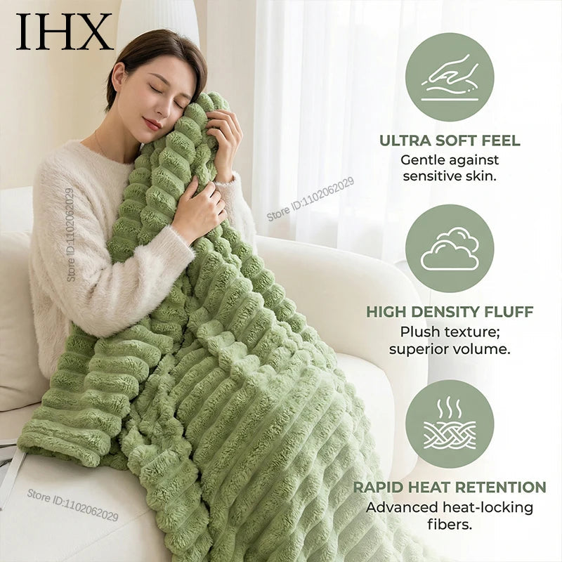 IHX Solid Color Imitation Rabbit Plush Milk Plush Thickened Thermal Leisure Home Blanket Office Nap Blanket, Custom Blanket Size    Your Coastal Marketplace | Shoreshopper.com