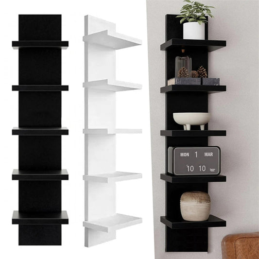 5 Layers Wall-Mounted Wood Bookshelf Storage Rack Board Shelf Organize Floating Shelf For Office Living Room Decor For Books    Home Decor Supply | Online Retail | ShoreShopper.com