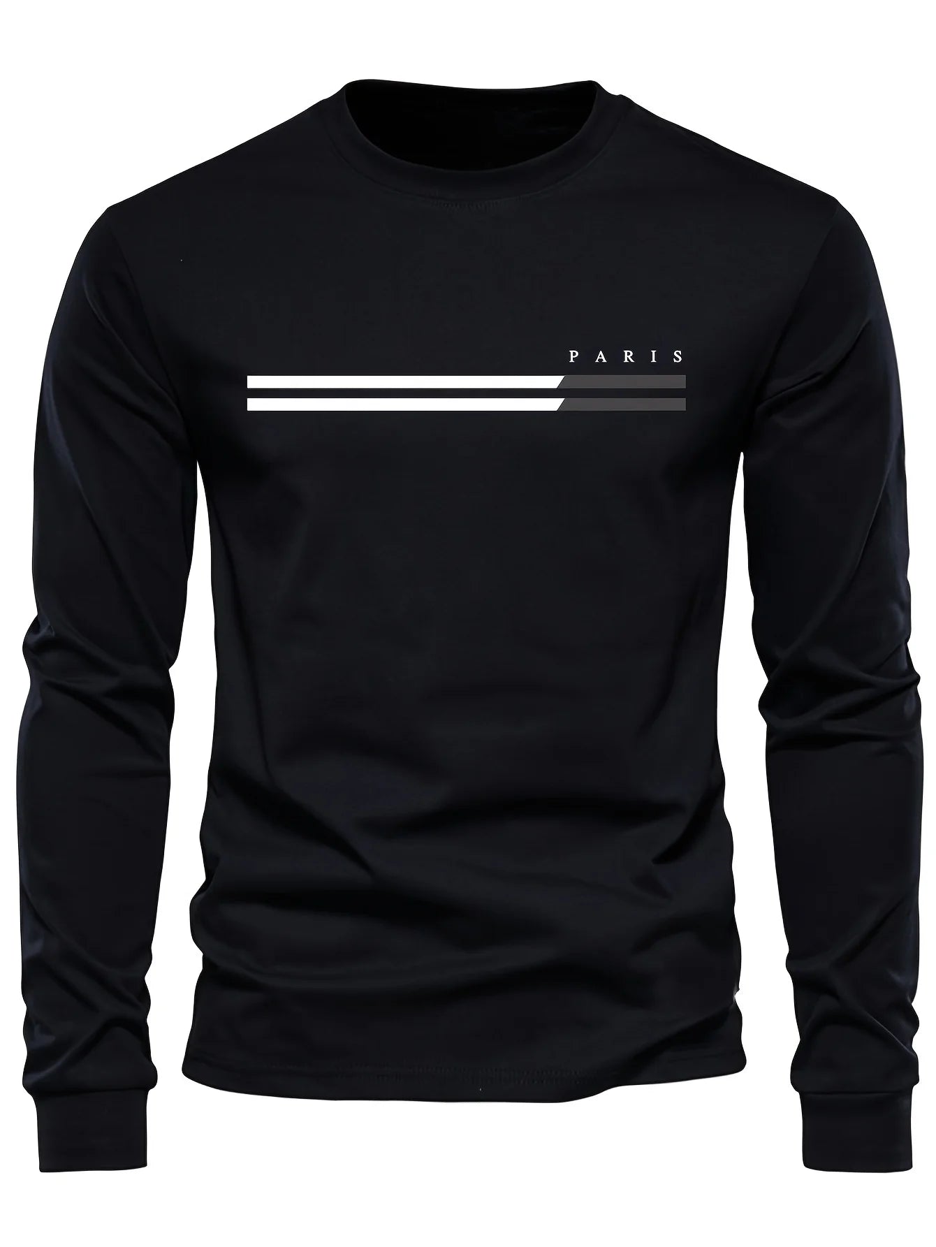 Men's 100% pure cotton summer loose comfortable casual  PARIS print large round neck long sleeve T-shirt top    Home Decor Supply | Online Retail | ShoreShopper.com
