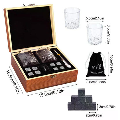 Father'S Day Gift For Men Whiskey Stones Set 8 Pcs Granite Ice Cubes+ 2 Pcs Cups For Whisky In Wooden Bottle Box Present For Dad    Your Coastal Marketplace | Shoreshopper.com