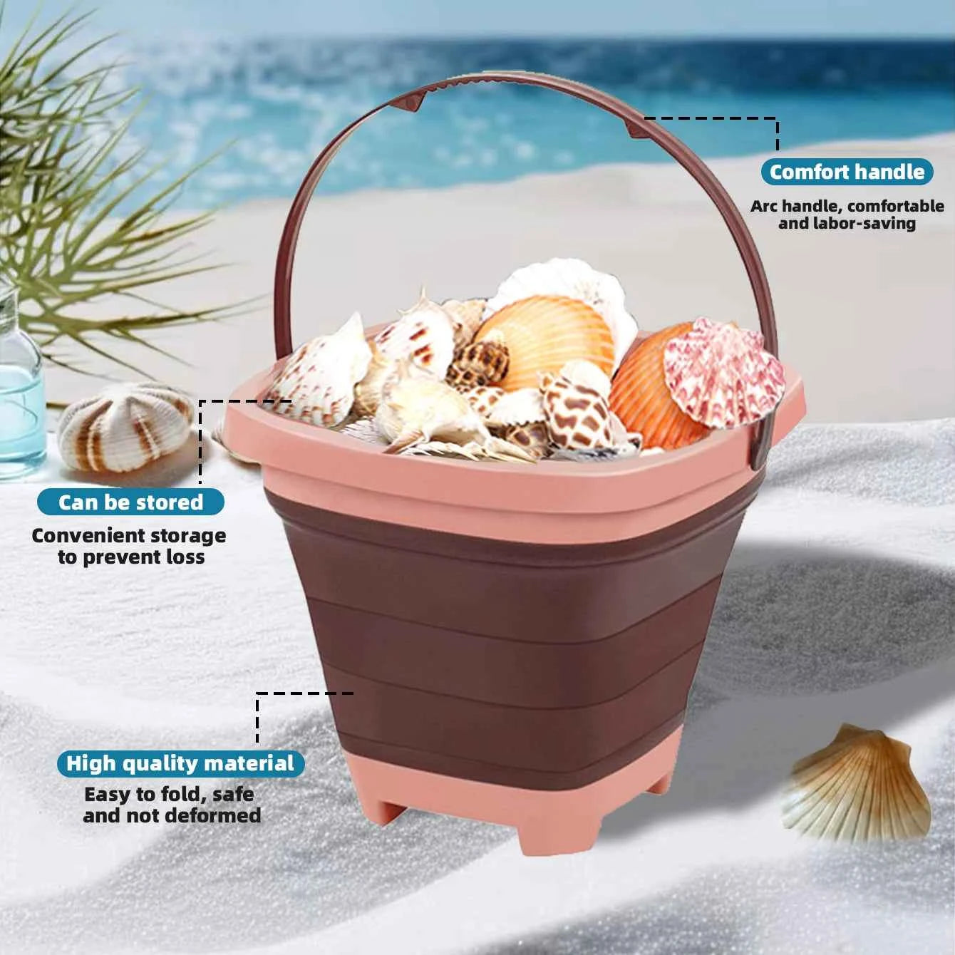 Beach sand toy for children, small extensionable water bucket with multiple functions and portability, suitable for baby sand pl