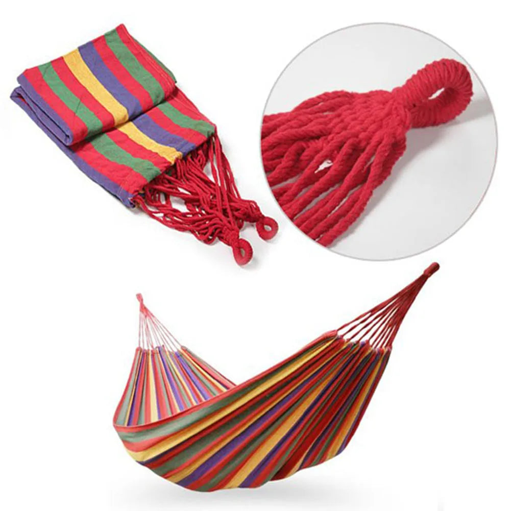 1-2 Person Cotton Rainbow Hanging Bed 264lbs Capacity Fabric Hammock with Tree Straps Portable for Outdoor Indoor with Carry Bag    Home Decor Supply | Online Retail | ShoreShopper.com