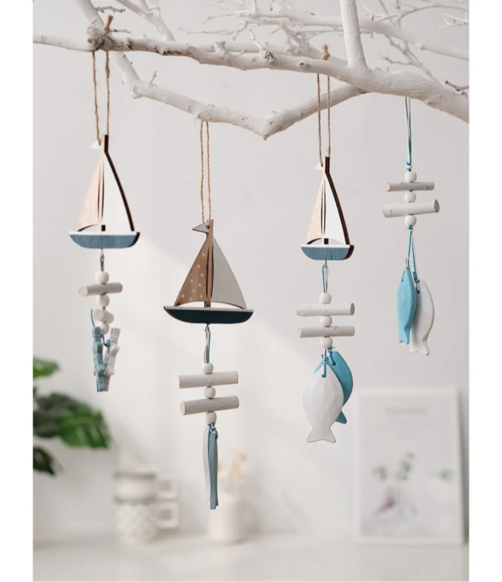 Wall Hanging Hand Made Mediterranean Starfish Hung Fish Nautical Decor Hang Wood Marine Pendant for Home Decoration קישוטי קיר    Your Coastal Marketplace | Shoreshopper.com