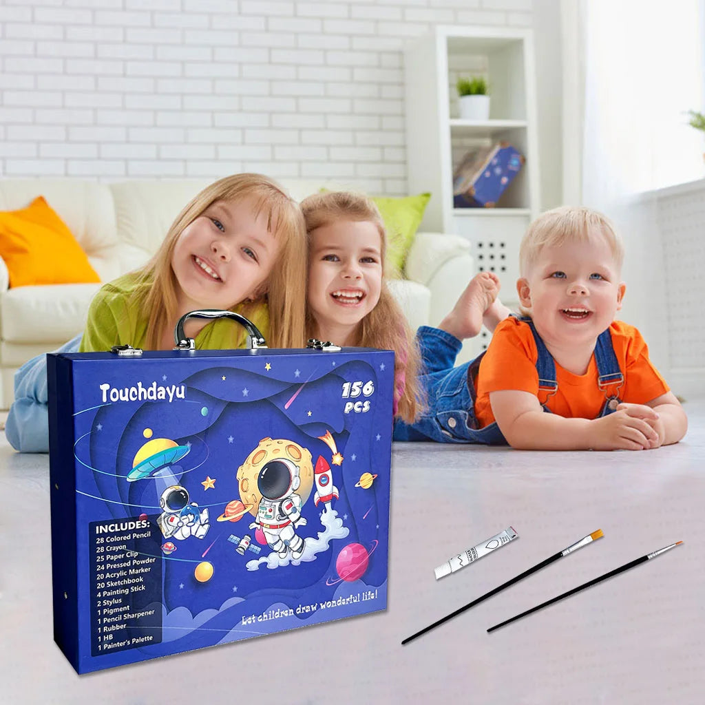 Cartoon Art Supplies,156 Pack Painting Drawing Art Kit ,Deluxe Double Layers Art Set Tool,Colored Pencils,Oil Pastels,Watercolor    Home Decor Supply | Online Retail | ShoreShopper.com
