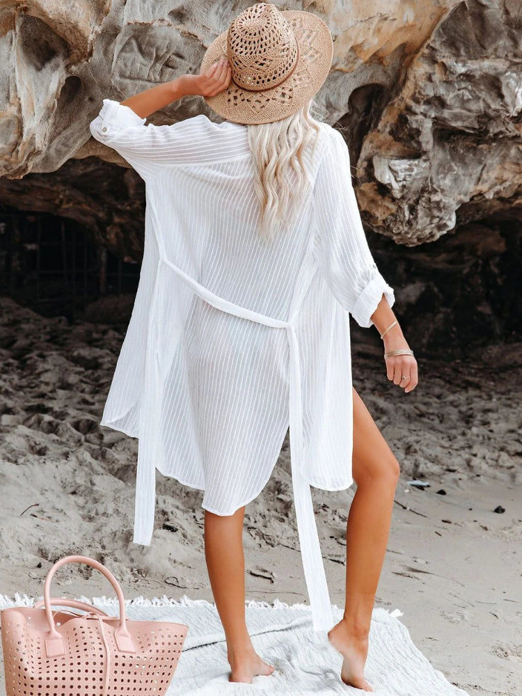Beach Shirts Bikini Cover Ups for Women Self Belted Kimono Dress Elegant Swimsuit Covers Holiday Bathing Suits Beachwear    Your Coastal Marketplace | Shoreshopper.com