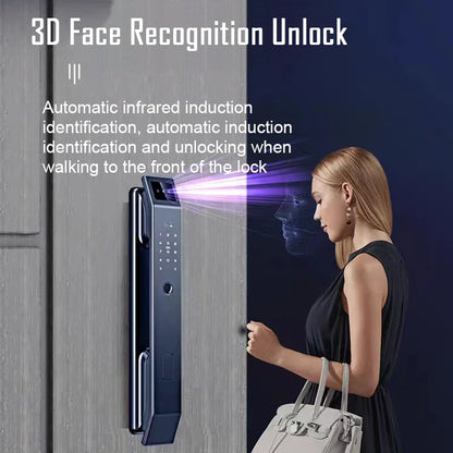 3D Face Recognition Unlock Digital Door Lock With Camera FIngerprint Password Unlock Keyless Electronic Door Lock - ShoreCo.Shop