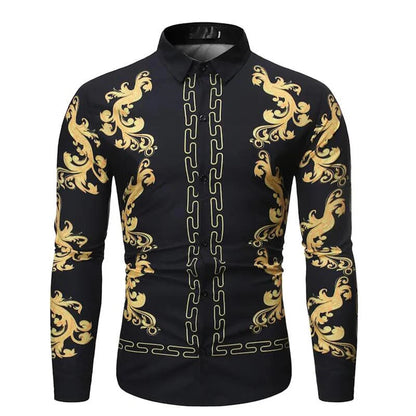 Baroque Floral Royal Shirts Men Luxury Print Designer Tops Paisley Pattern Flowers Fashion Western Long Sleeve Shirt Camisas    Home Decor Supply | Online Retail | ShoreShopper.com
