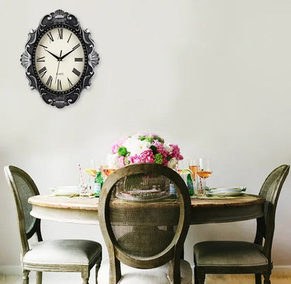 14" Vintage European Court elegance classical Style Wall Clock with Electroplated Black Gold/Silver & Roman Numerals for bedroom    Home Decor Supply | Online Retail | ShoreShopper.com