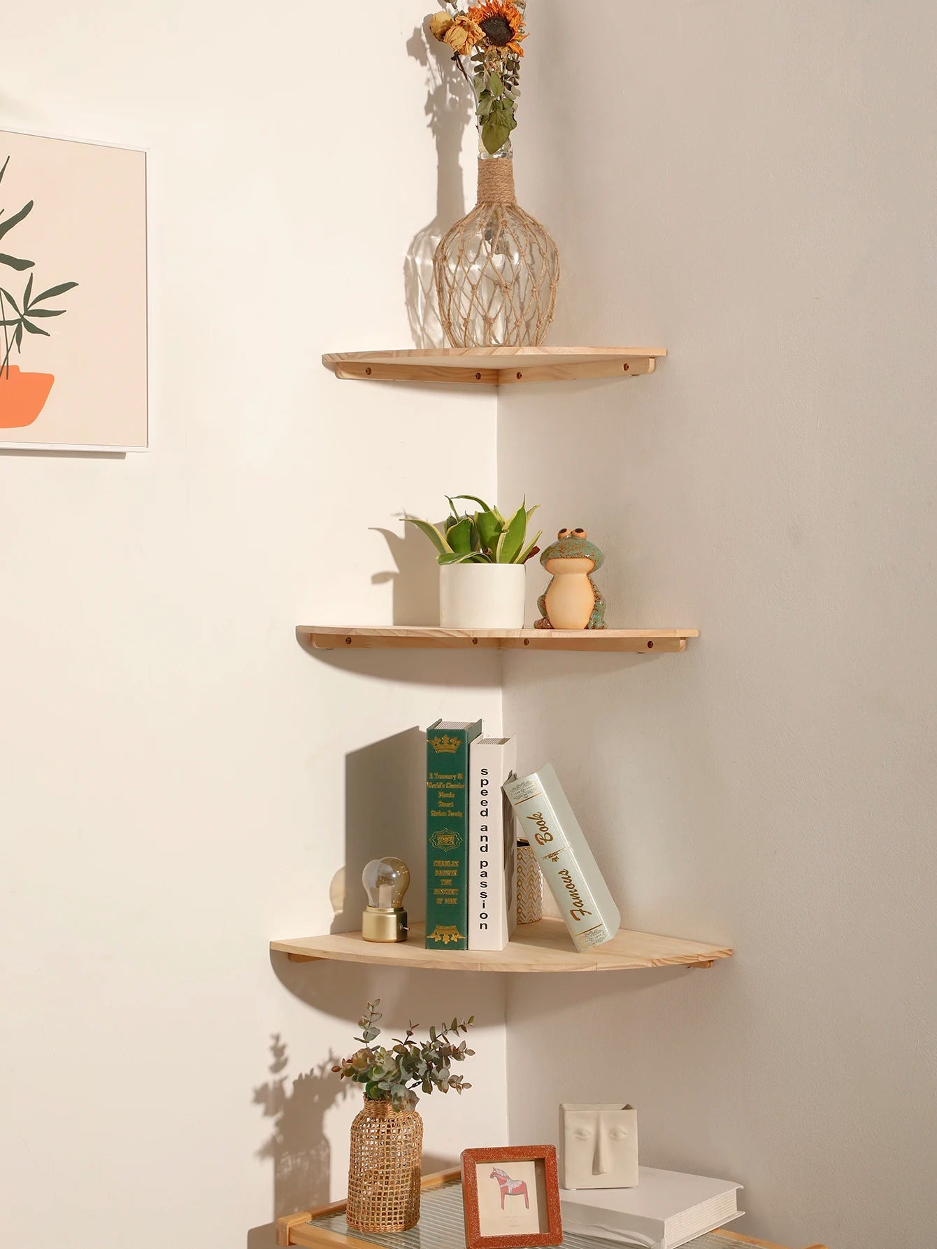 Scalloped Corner Shelves Floating Wall Shelf Storage Rack Wooden Wall Decor Bedroom Living Room Kitchen  Home Decorations Ledge    Home Decor Supply | Online Retail | ShoreShopper.com