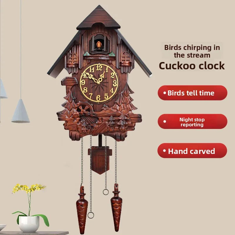 Wooden Handcrafted Cuckoo Clock for Wall with Cuccu Chimes and Swing Pendulum for Home Nordic  Decor Solid Wood Cuccu Watch    Home Decor Supply | Online Retail | ShoreShopper.com