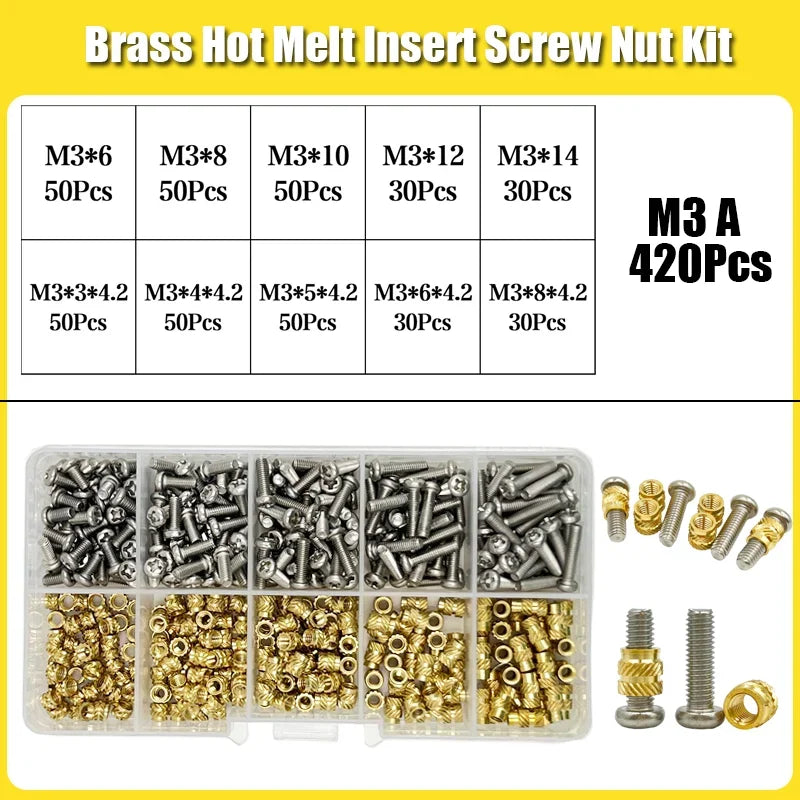 420/500Pcs Stainless Steel Heat Insert Nut TS100 Brass Hot Melt Insert Nuts for Welding Internal Thread Head Bolt Insert    Home Decor Supply | Online Retail | ShoreShopper.com