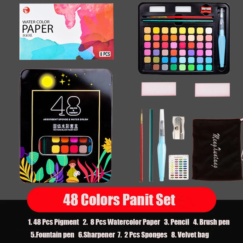 Watercolor Painting  48 Colors Solid Water Color Paint With Brush&Paper Drawing Set Art Supplies for Artists Beginner    Home Decor Supply | Online Retail | ShoreShopper.com